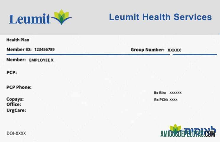 Cartão de seguro saúde de Israel modelo